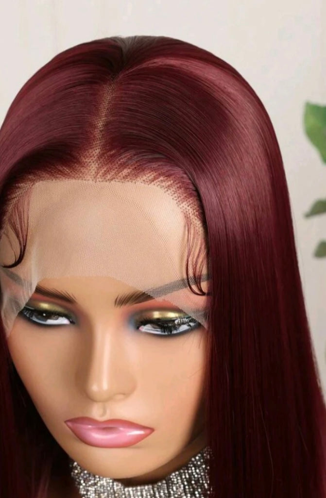 Burgundy Velvet Luxe - Human Blend Wig 16"