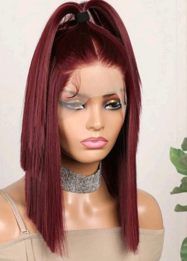 Burgundy Velvet Luxe - Human Blend Wig 16"