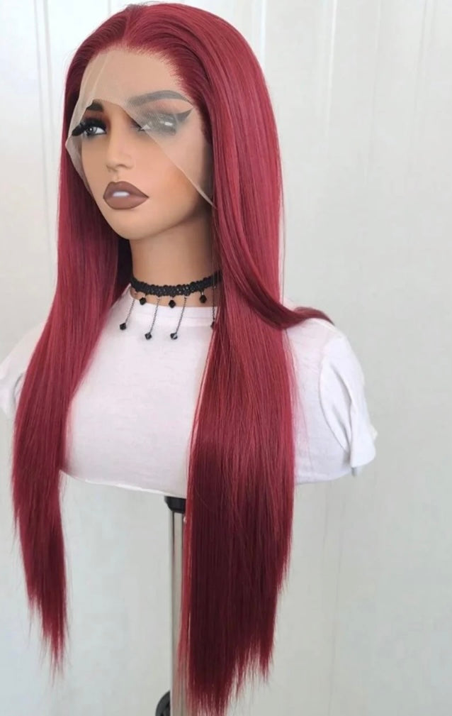 Burgundy Bombshell Luxe - Human Blend Wig 26"