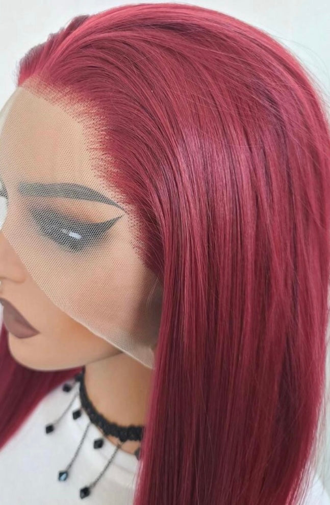 Burgundy Bombshell Luxe - Human Blend Wig 26"