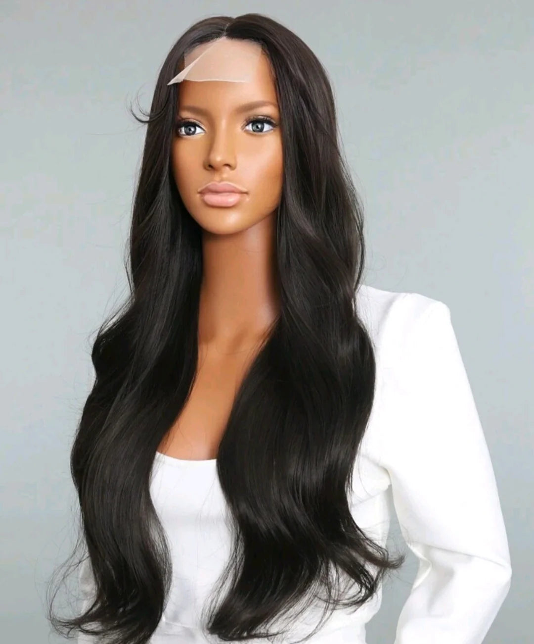Wavy Elegance - Black Human Blend Wig 26"
