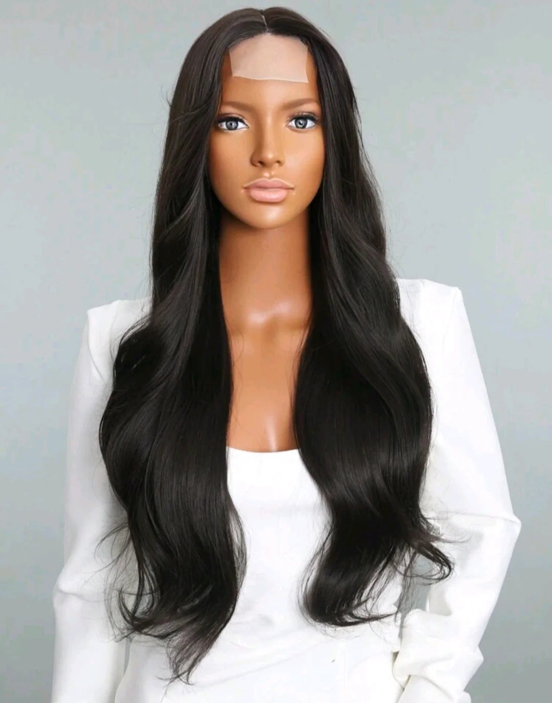 Wavy Elegance - Black Human Blend Wig 26"