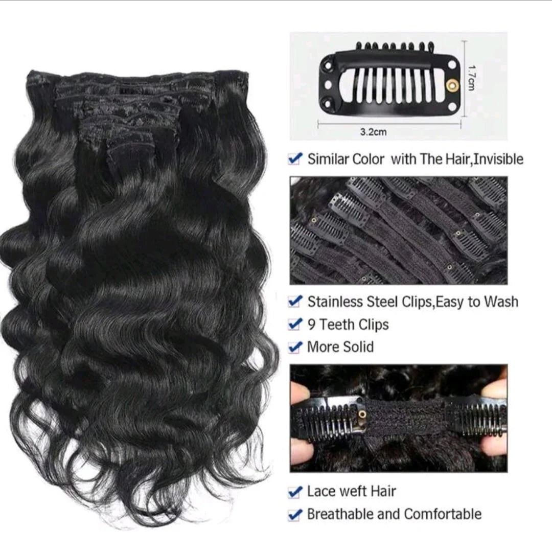 Black Wave Clip-In Extensions - 100% Human Hair