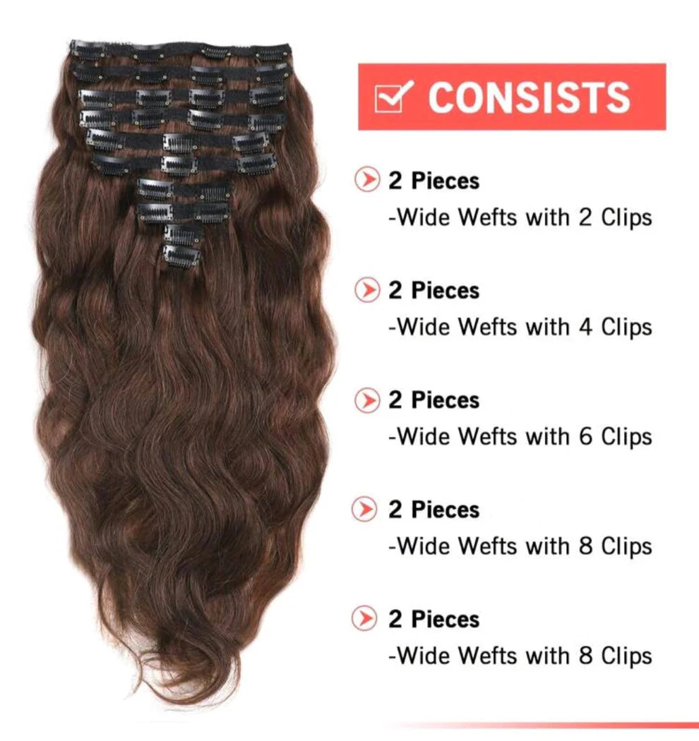 Brown Wave Clip-In Extensions - High Quality