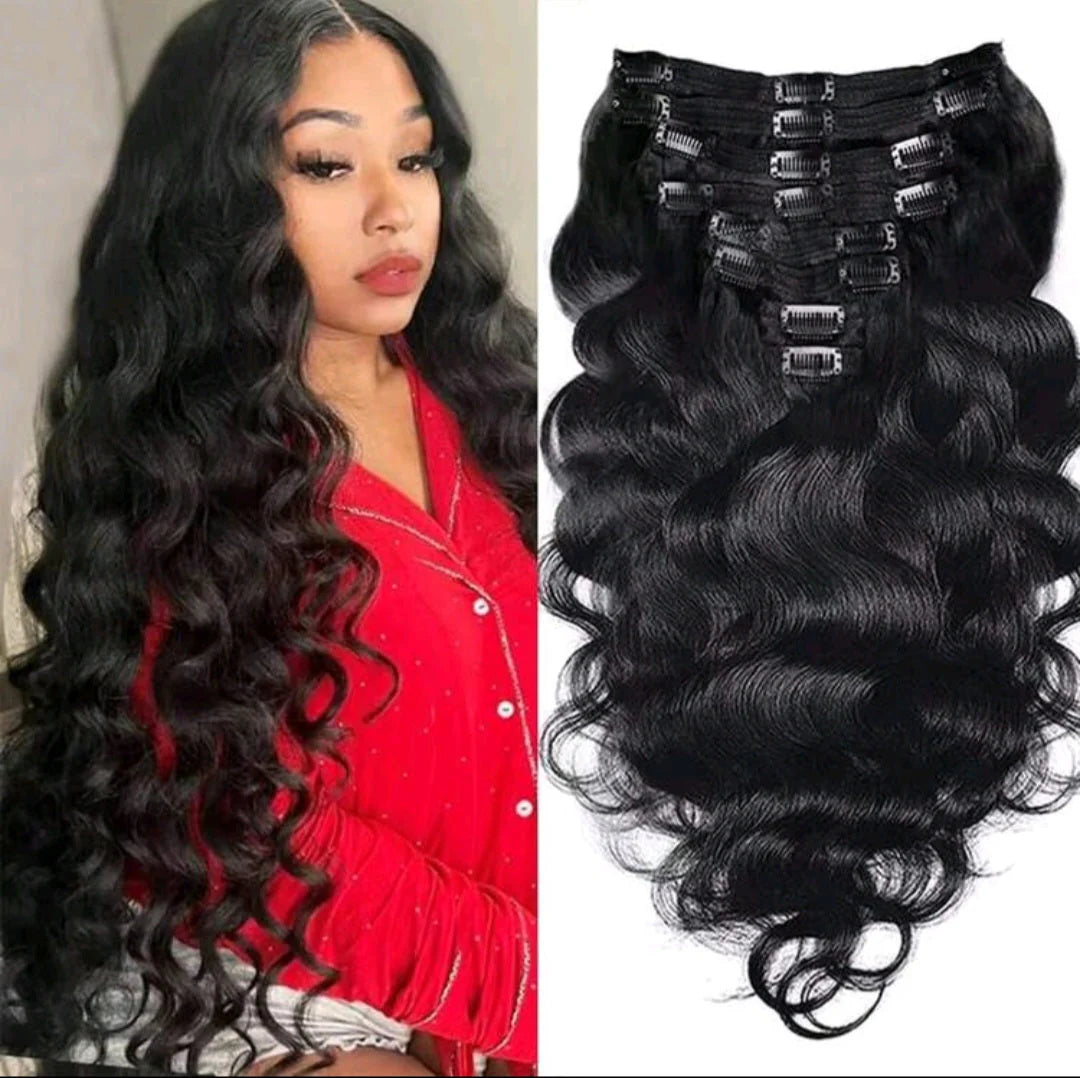 Black Wave Clip-In Extensions - 100% Human Hair