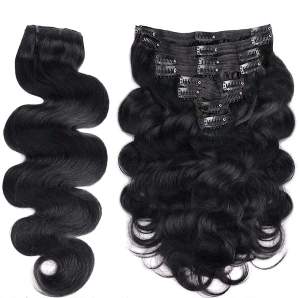 Black Wave Clip-In Extensions - 100% Human Hair